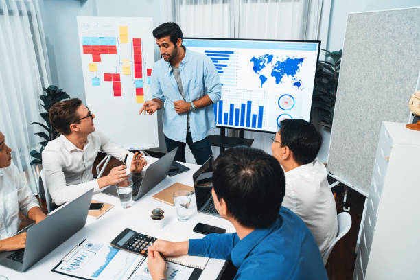 istock Presentation in office or meeting room with analyst team. Prudent 1779293238
