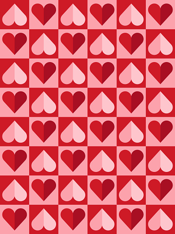 Geometric seamless pattern with hearts.