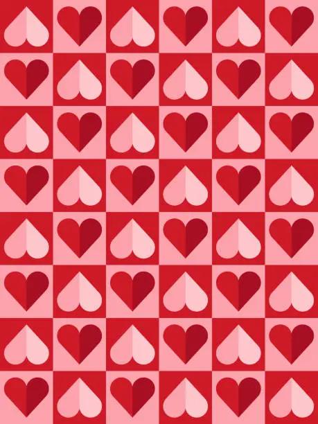 Vector illustration of Geometric seamless pattern with hearts.