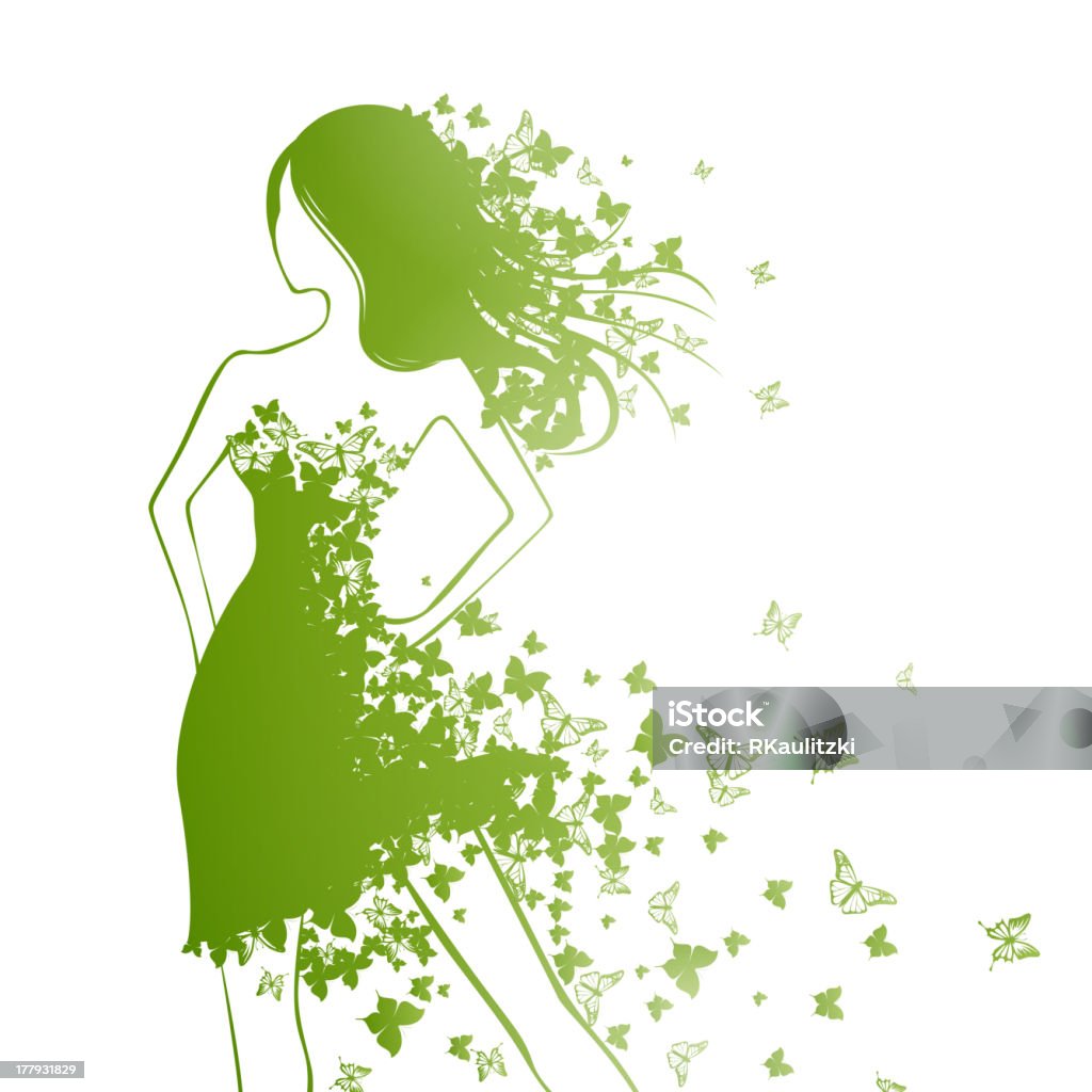 Vector Woman with Butterfly Dress Vector Illustration of Beautiful Woman with Butterfly Dress Abstract stock vector