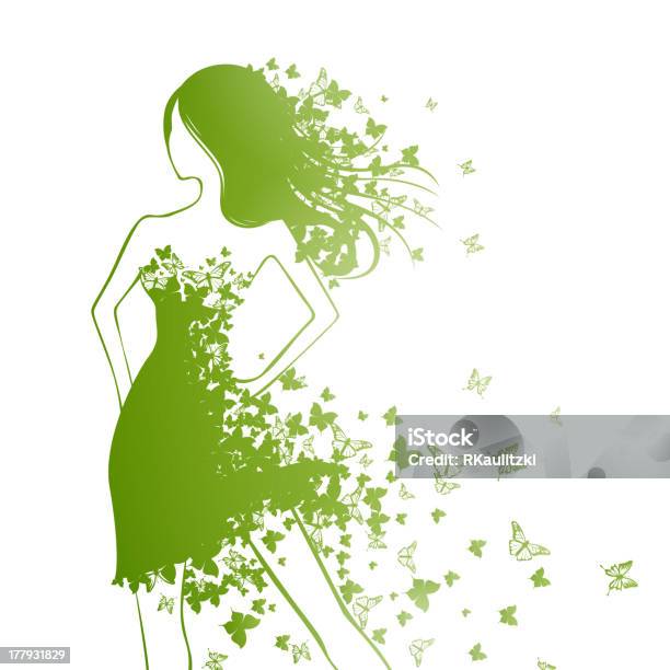 Vector Woman With Butterfly Dress Stock Illustration - Download Image Now - Abstract, Adult, Animal Body Part