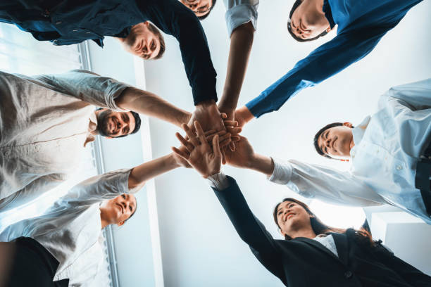 istock Bottom view spiral round hand made by diverse office worker. Prudent 1779326387