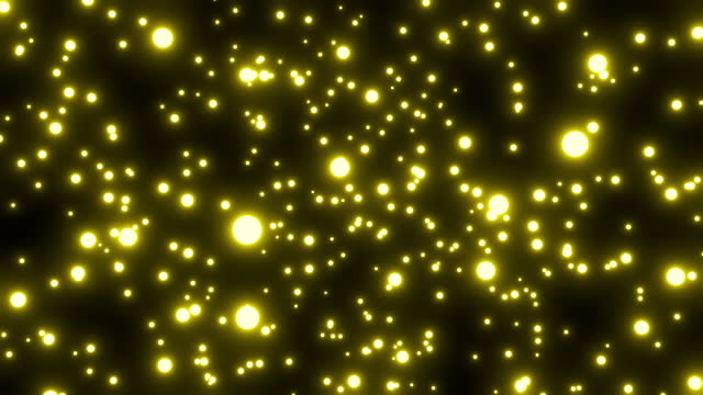 Lightning bright yellow balls falling from the top, 3D Animation, Christmas
