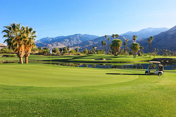 поле для гольфа, расположенных в палм-спрингс, штат калифорния - lawn desert golf california стоковые фото и изображения