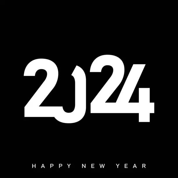 Vector illustration of 2024 classic Happy New Year design with unique and modern numbers. Vector