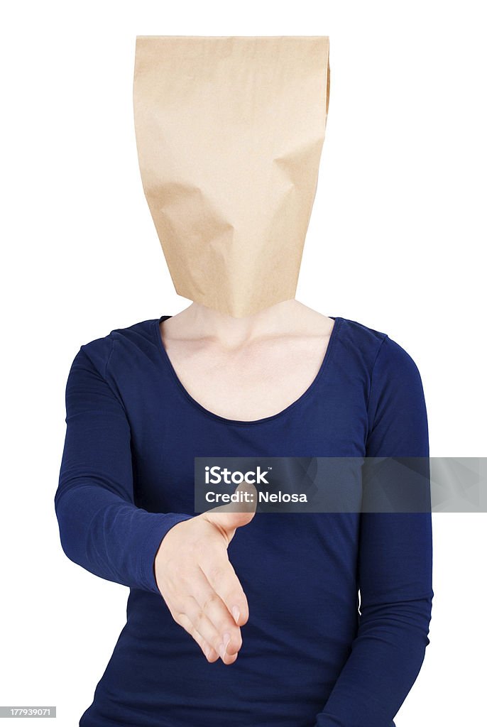 Persona con Busta sulla testa - Foto stock royalty-free di Adulto