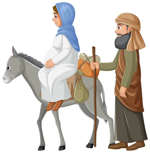 Vector illustration of Ancient Israel: Nativity of Jesus Cartoon Illustration