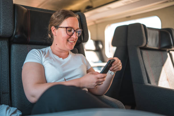 istock Mid Adult Female with Smartphone on a Train 1779456699