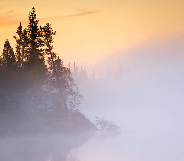 misty morning - fjäll sjö sweden bildbanksfoton och bilder