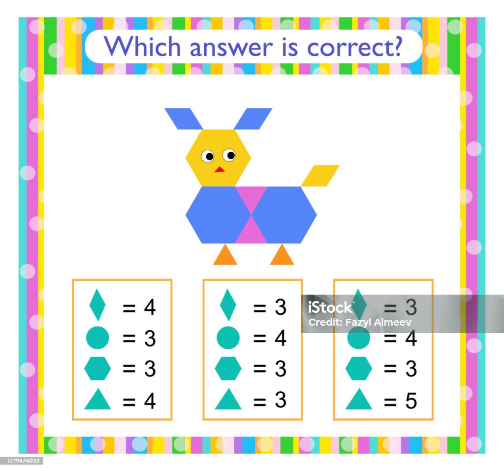 Istock Math Problems Math Activity For Kids Find The Correct Answer Cartoon Animal Stock ...