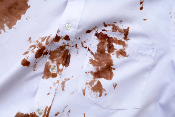 istock Dirty choclate stain on white shirt 1779483186