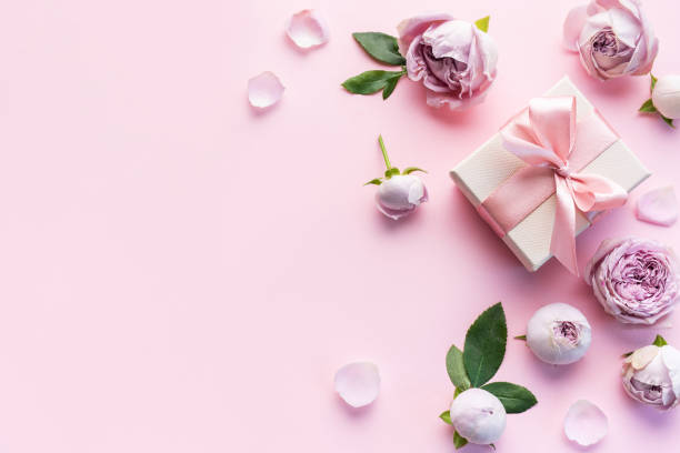 istock Pink rose flowers on pastel pink background 1779555624