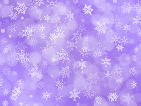 Abstract lilac pastel background with snowflakes and boke