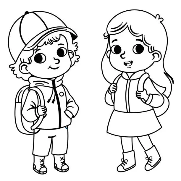 Vector illustration of School Children