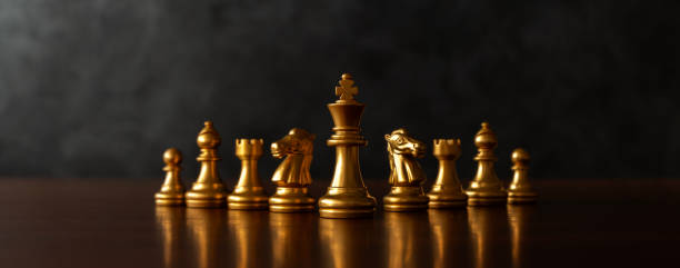 istock Business brainstorming chess board game with black background Free space for your text, panoramic style. Chess board game for ideas. 1779636765
