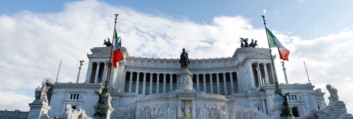 View of the Monument of Victor Emmanuel II, located in Rome, Italy