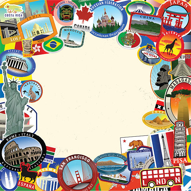 istock Frame of Vintage Era Travel Stickers 177964998
