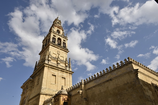 tower of mezquita cathedral de cordoba, spain