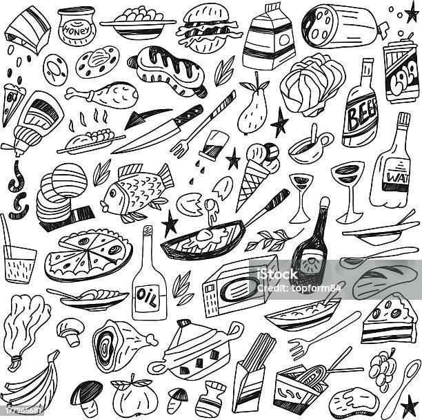 Speisen Und Kritzeleien Stock Vektor Art und mehr Bilder von Alkoholisches Getränk - Alkoholisches Getränk, Backen, Begehren