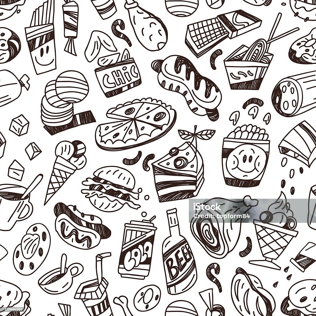 Comidas rápidas-seamless vector de fondo - arte vectorial de Alimento libre de derechos