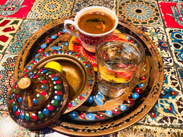 istock Traditional Turkish Coffee. Coffee presentation with delicious Turkish delight. 1779671618