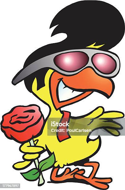 Illustration Of An Smart Chicken Holding A Rose Stock Illustration - Download Image Now - Bird, Computer Graphic, Cute