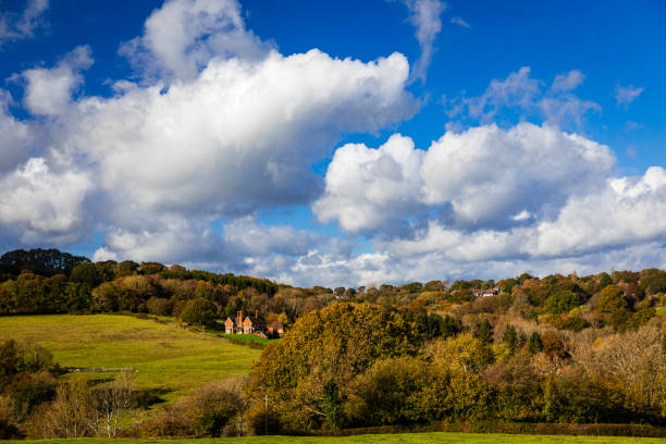 Beautiful autumn countryside and woodland on the high weald near Burwash east Sussex south east England UK
