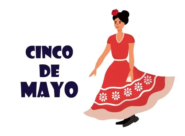 Vector illustration of Cinco girl in dress