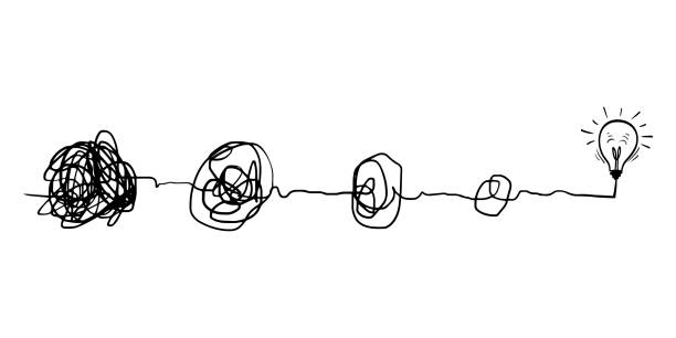 istock scribble line doodles. the concept of transition from complicated to simple with bulb lamp 1779694058