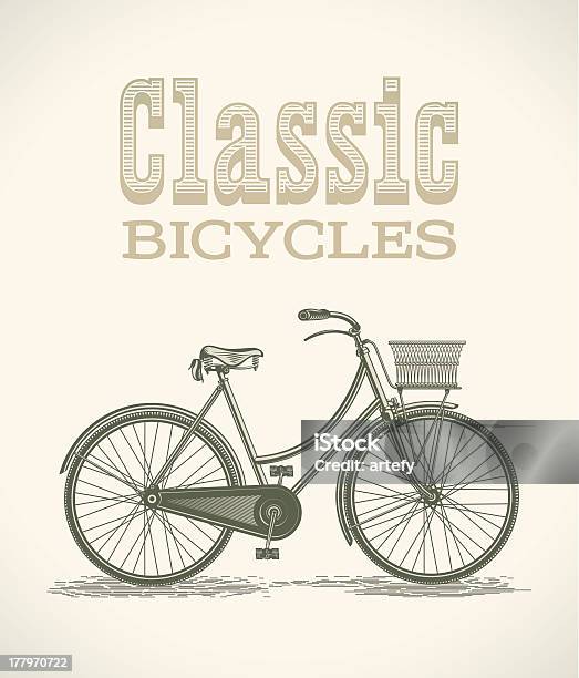 성녀 클래식 자전거 두발자전거에 대한 스톡 벡터 아트 및 기타 이미지 - 두발자전거, 바구니, 고풍스런
