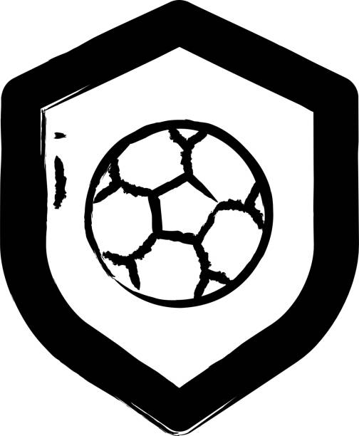 ilustrações, clipart, desenhos animados e ícones de escudo. ilustração vetorial desenhada à mão - football player