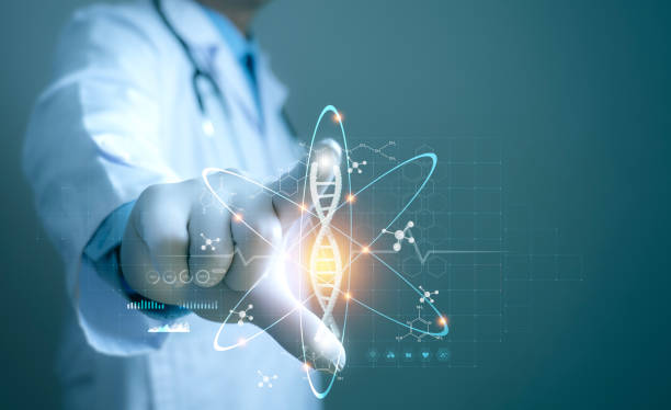 istock Doctor touch on virtual interface with analysis chromosome DNA genetic of human.Digital healthcare and network connection on modern interface, medical technology and futuristic concept. 1779718307