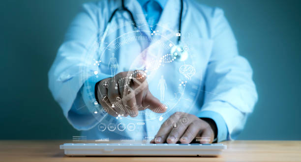 istock Doctor touch on virtual interface with analysis chromosome DNA genetic of human.Digital healthcare and network connection on modern interface, medical technology and futuristic concept. 1779720028