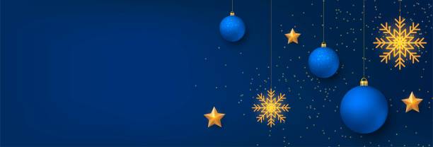 istock Christmas background. Christmas banner design with christmas decorations. Blue background template with text space. Vector 1779721793