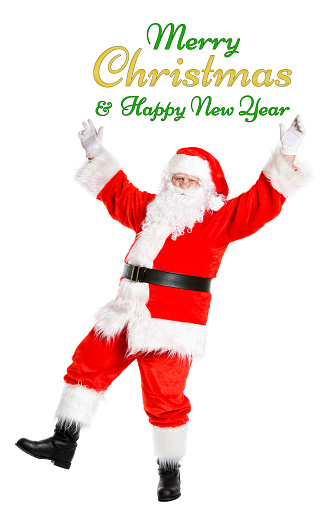 Fitness man in Santa Claus hat costume in gym with cell phone. Merry Christmas and New year conceptFitness man in Santa Claus hat costume in gym with a gift box. Merry Christmas and New year concept