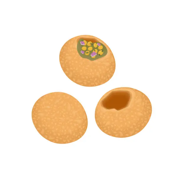 Vector illustration of Pani Puri Or Golgappa fuchka fuchka