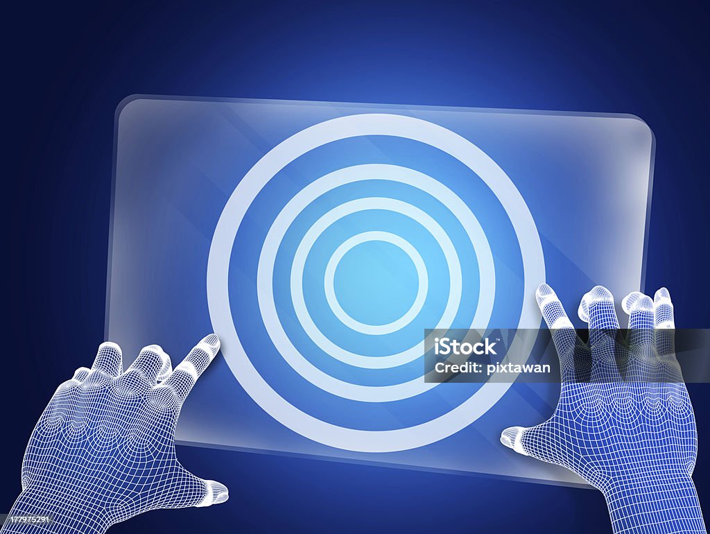 Futurista azul Figura tocar no ecrã - Royalty-free Acessibilidade Foto de stock