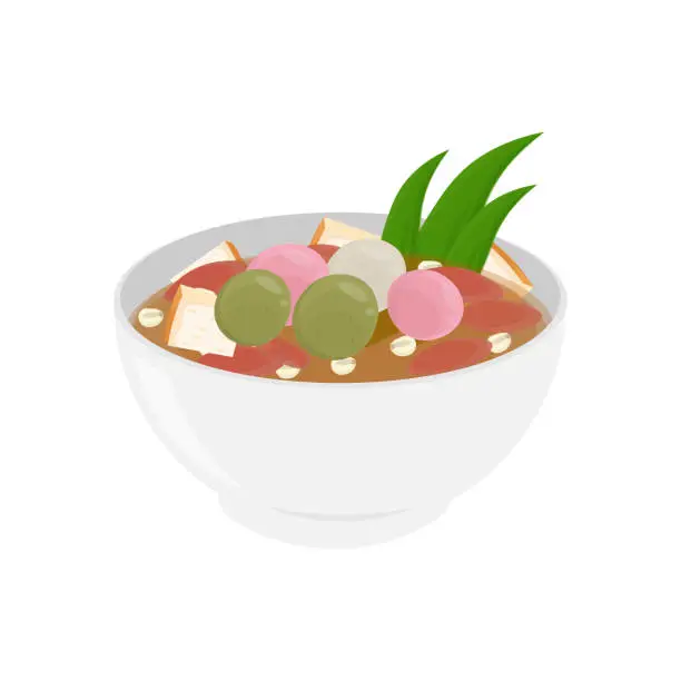 Vector illustration of Wedang ronde or Tangyuan in a Bowl
