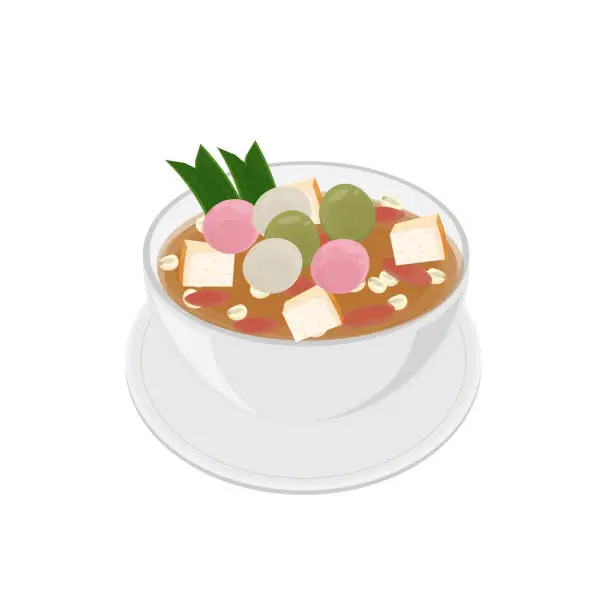 Vector illustration of Ready to serve Wedang ronde or Tangyuan