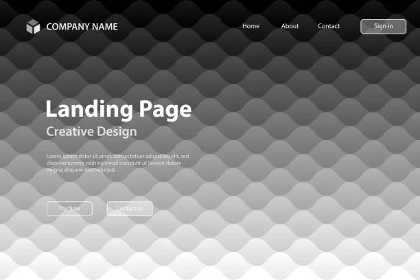 Vector illustration of Landing page Template - Abstract geometric background with Gray gradient