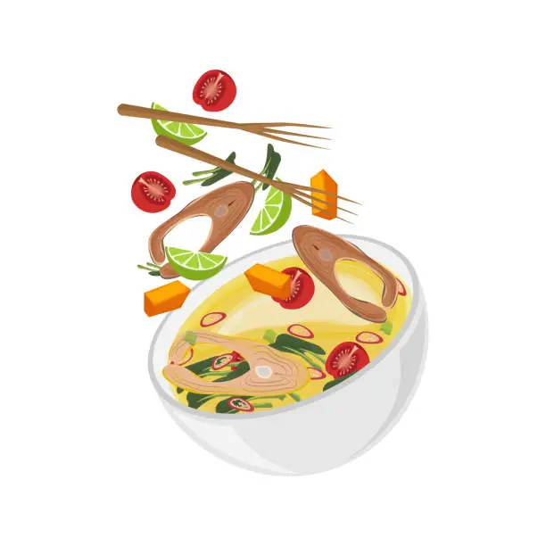 Vector illustration of Levitation papeda sago porridge