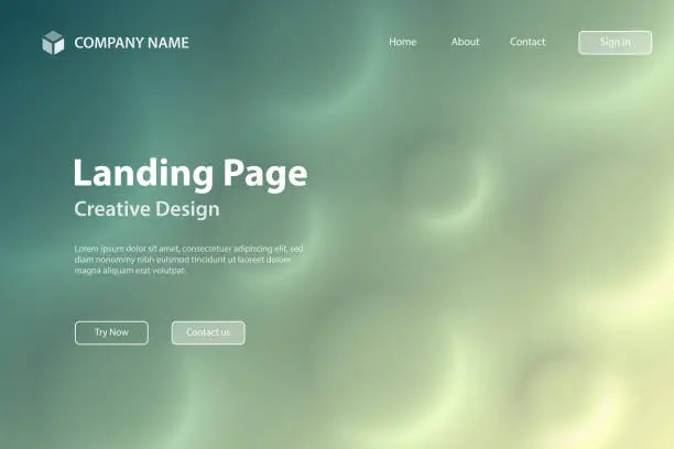 Vector illustration of Landing page Template - Abstract background with circles and Green gradient