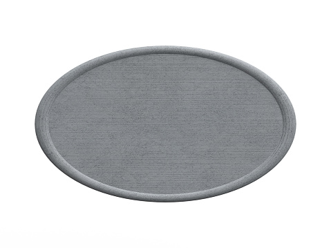 Photorealistic 3D illustration of an oval concrete sign