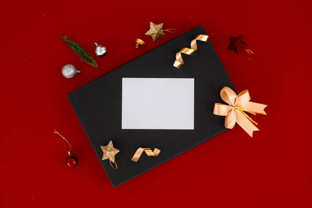 istock Black Friday blank card mock-up scene. Creative layout made of Box with paper card note. Flat lay. Black Friday concept 1779827450