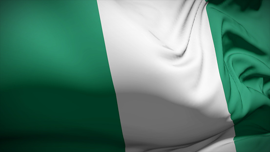 3d illustration flag of Nigeria. Close up waving flag of Nigeria.