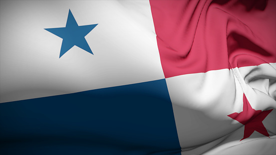3d illustration flag of Panama. Close up waving flag of Panama.