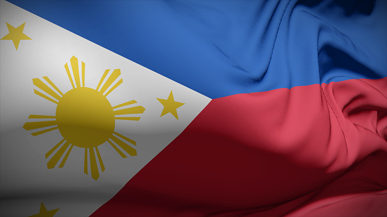 3d illustration flag of Philippines. Close up waving flag of Philippines.