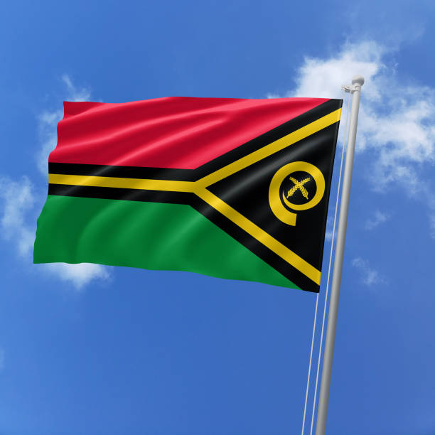 istock Vanuatu flag fluttering in the wind on sky. 1779834878