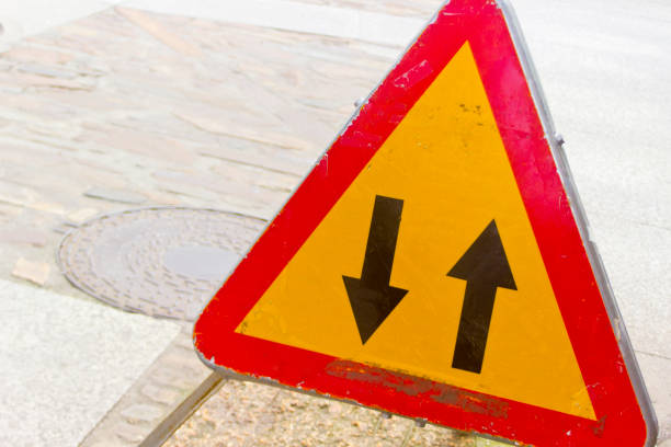 istock Two way road sign, urban road. 1779835301