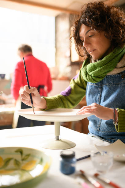 istock Ceramics pottery craft workshop: Dish decoration painting 1779836908